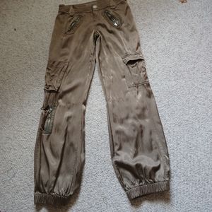 Z Cavaricci Vintage Cargo Oants Canel shimmery material cotton rayon worn 1x sz5